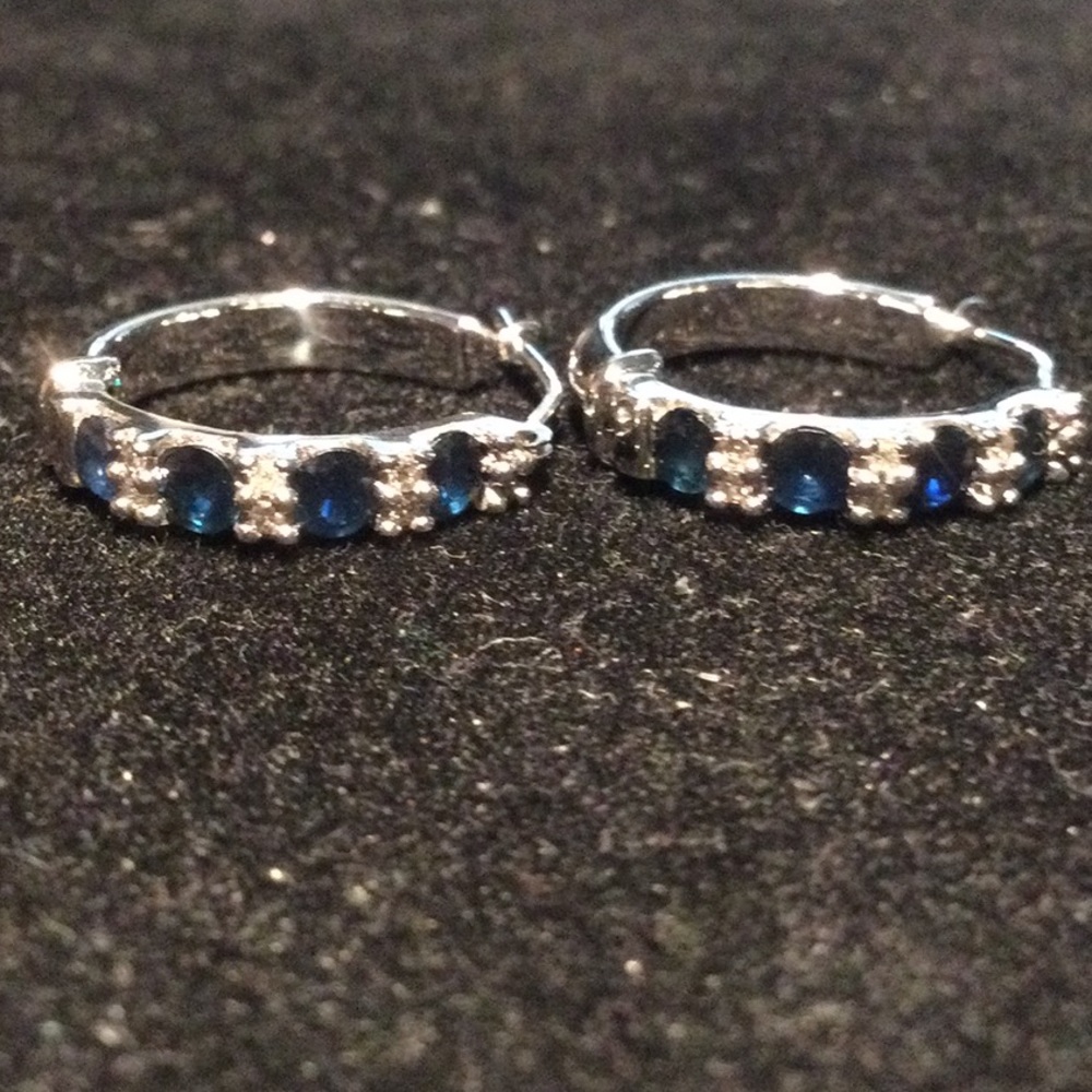 10 K GOLD SAPPHIRE AND DIAMOND EARRINGS